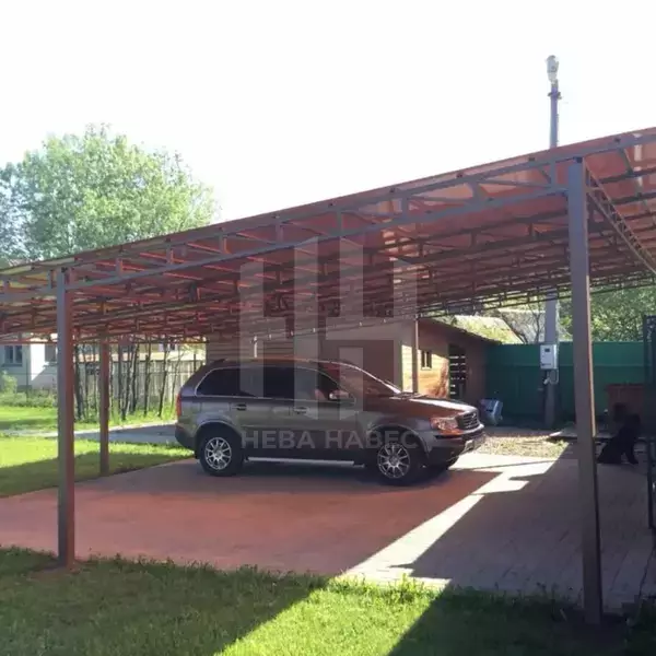 большой односкатный навес для автомобиля